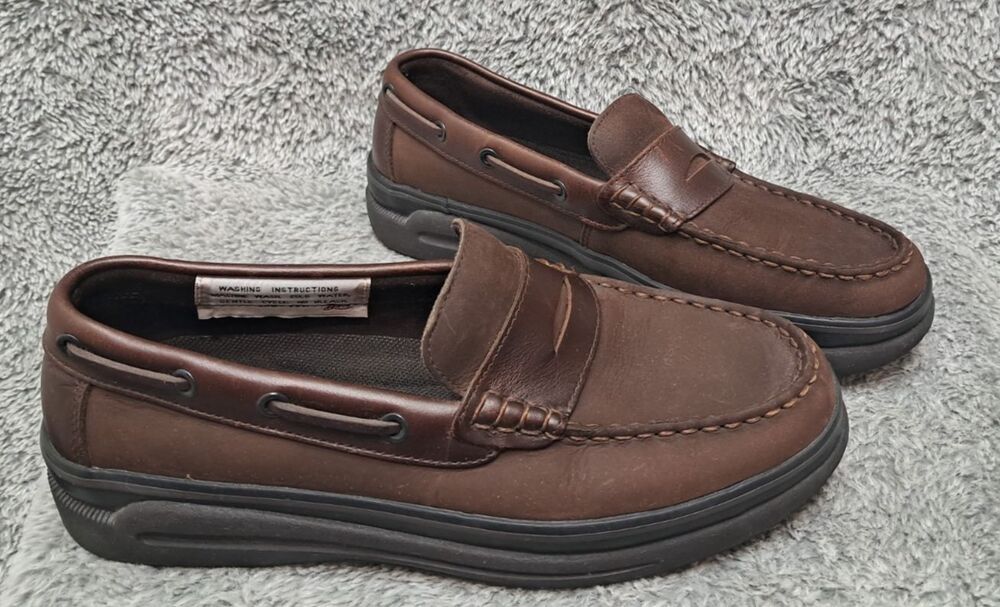 Bass Ketch Penny Loafers Mens Size 8 M Brown Nubuck Slip On Casual Shoes Preppy